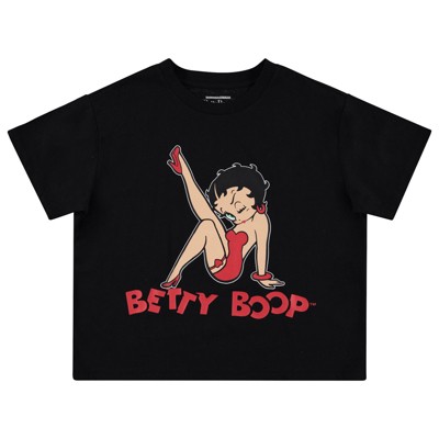 Ladies Betty Boop Skimmer T-Shirt - Betty Boop, Bonnie, Margie, and Mae Short Sleeve T-Shirt - Betty Boop Vintage Crop Top Shirt