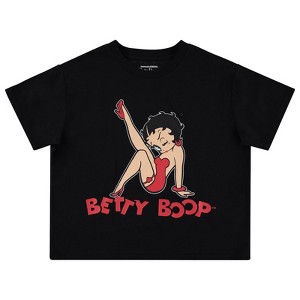 Ladies Betty Boop Skimmer T-Shirt - Betty Boop, Bonnie, Margie, and Mae Short Sleeve T-Shirt - Betty Boop Vintage Crop Top Shirt - 1 of 4