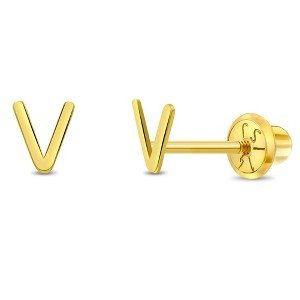 Girls' Itsy Bitsy Initial Letter Screw Back 14k Gold Earrings - In Season Jewelry - 1 of 4