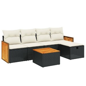 vidaXL 5 Piece Patio Sofa Set with Cushions Poly Rattan - 1 of 4
