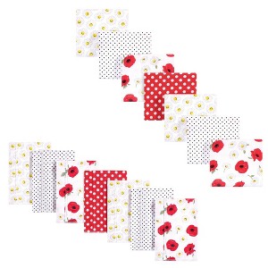 Hudson Baby Infant Girl Cotton Flannel Burp Cloths and Receiving Blankets, 14-Piece, Poppy Daisy, One Size - 1 of 2