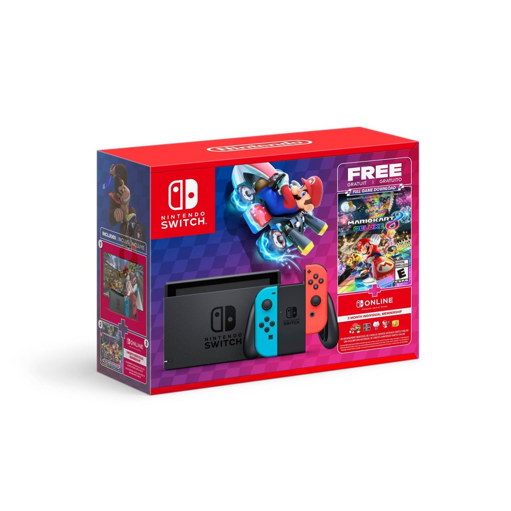 Nintendo - Switch Mario Kart 8 Deluxe Bundle (Full Game Download + 3 Mo. Switch Online Membership Included) - Multi
