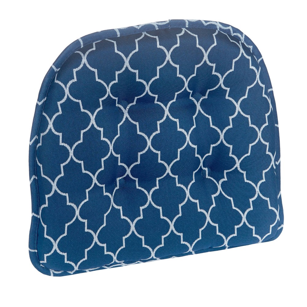 Gripper 15" x 16" Non-Slip Trellis Tufted Chair Cushions Set of 2 - Blue: Indoor Kitchen Chair Pads, Polyester, Plain Weave
