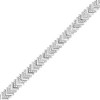 Silver 1/6 Cttw Round-Cut Diamond Chevron Wave Link Bracelet - 3 of 4