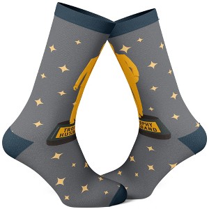 Crazy Dog T-Shirts Men's Trophy Husband Socks Funny Best Hubby Award Sparkling Gold Footwear - 1 of 4