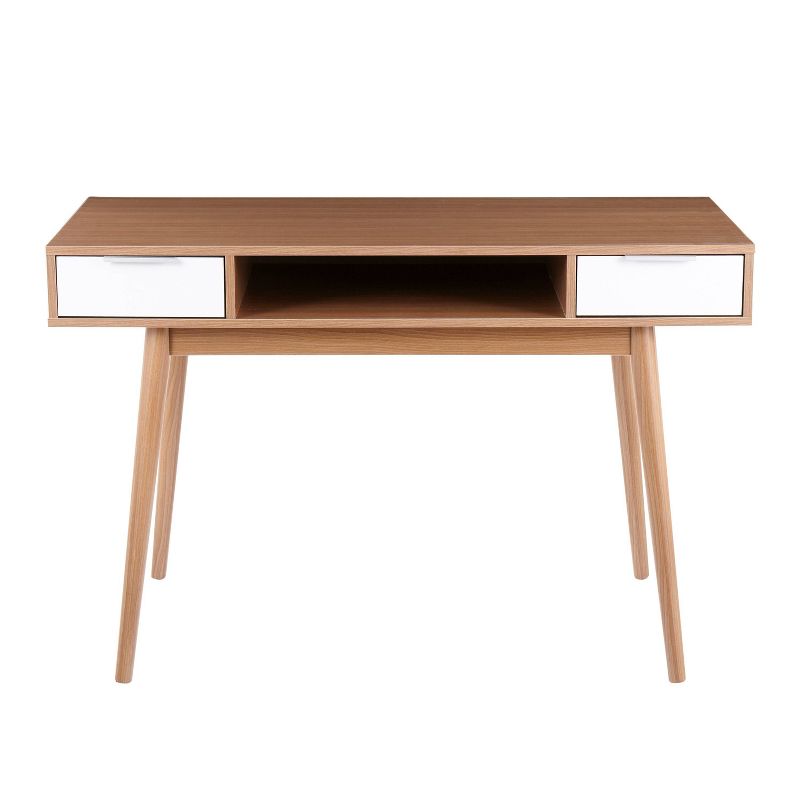 Pebble Double Contemporary Computer Desk Wood Natural/White - LumiSource, 6 of 11