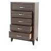 Bedroom Furniture Rustic Grey Oak Simple 1pc Tall Chest 5-Drawers Storage Solidwood Chest - 4 of 4