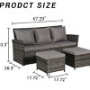 3-Piece PE Rattan Patio Seating Set,Outdoor Patio Set With Thick Cushions,Patio Small Space Chat Set,Sofa And Ottoman -Maison Boucle - 2 of 4