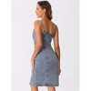 Allegra K Women's Button Down Sweetheart Neckline Sleeveless Summer Knee Length Denim Bodycon Sundress - 3 of 4