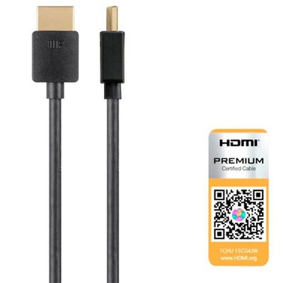 Monoprice High Speed HDMI Cable - 3 Feet - Black | Certified Premium, 4K@60Hz, HDR, 18Gbps, 36AWG, YUV, 4:4:4 - Ultra Slim Series