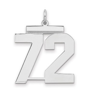 Black Bow Jewelry Sterling Silver, Athletic Collection, Large Polished Number 72 Pendant - 1 of 3