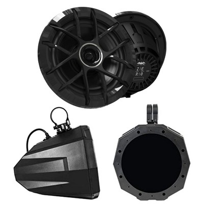 Wet Sounds ZERO-8-XZ-B Black 8" Powersport & Marine Speakers w/ SSV Works US2-C8U-150 Cage Mount 8” Speaker Enclosures w/ 1.50" Roll Bar Clamps