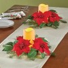 Collections Etc Artificial Poinsettia LED Lighted Flameless Candle - Set of 2 12 X 12 X 6 Red - image 2 of 2