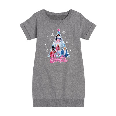 - Barbie - Holidays & Christmas Graphic Short Sleeve Fleece Dress