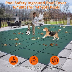 Pool Safety Inground Pool Cover for 16x32ft Pool with Center Steps,Installation Tools,Ultra-Dense Safety Pool Cover 18x34ft for Inground Pools - 1 of 4