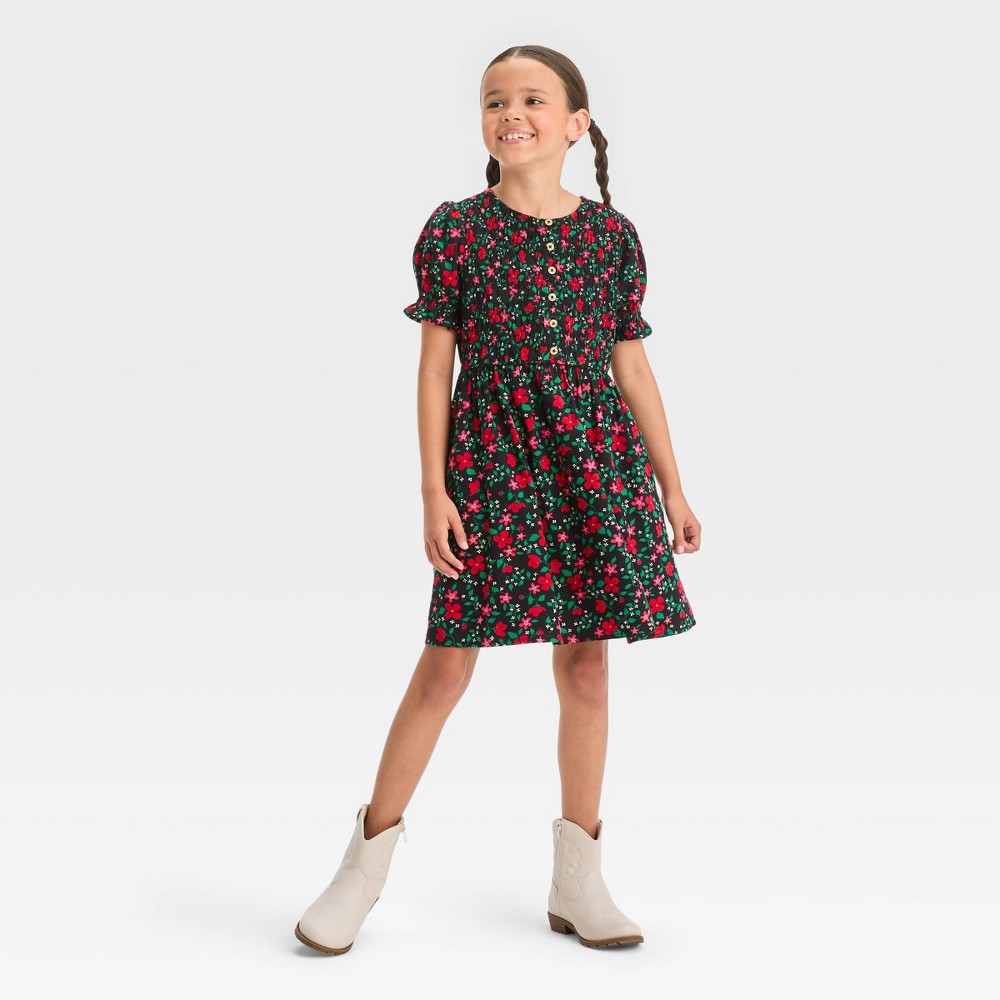 case of 9 pcs Girls' Short Sleeve Woven Dress - Cat & Jack™ Black XS