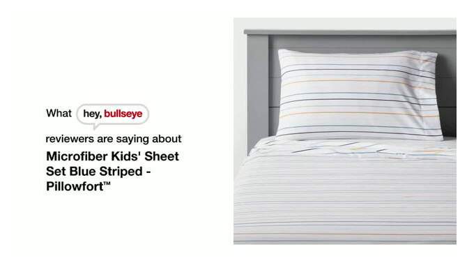 Microfiber Kids' Sheet Set Blue Striped - Pillowfort™, 2 of 9, play video
