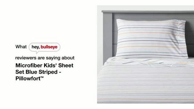 Microfiber Kids' Sheet Set Blue Striped - Pillowfort™, 2 of 8, play video