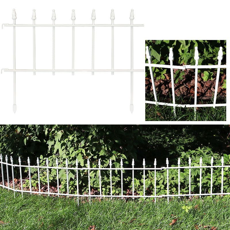 Sunnydaze Outdoor Lawn and Garden Metal Roman Style Decorative Border Fence Panel Set - 9' - 5pk, 1 of 14