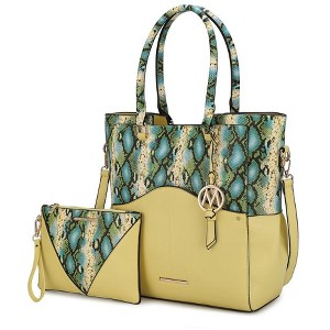 MKF Collection Iris Snake Embossed Women’s Tote Bag with matching Wristlet Pouch by Mia K - 1 of 4
