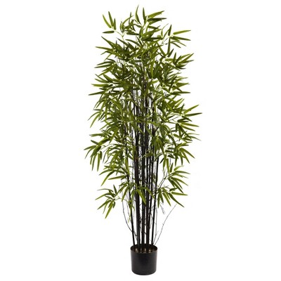 60" Artificial Black Bamboo Tree in Pot Black - Nearly Natural