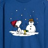 Men's - Peanuts - Snoopy Woodstock Snowman Long Sleeve Graphic T-Shirt - 2 of 4