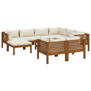 vidaXL Garden Lounge Set Cream cushions with natural wood finish - 1 of 4
