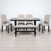 Modern 6-Piece Dining Table Set with Marble Veneer, 4 Upholstered Chairs & Bench, V-Shaped Table Legs for Dining Room & Kitchen - 3 of 4