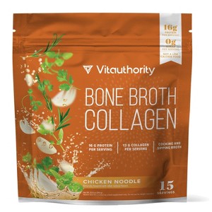 Chicken Noodle Bone Broth Collagen, Packed with Protein & Collagen (Types I, II, III) for Skin, Hair, Nails, Joints, & Gut, Vitauthority, 310gm - 1 of 4