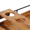 Bavier Outdoor Acacia Wood Two Tier Bar Cart with Bottle Holders Teak/Black - Christopher Knight Home - 2 of 4