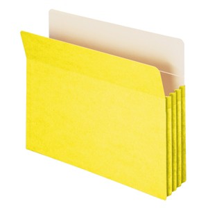 Smead File Pocket, Straight-Cut Tab, 3-1/2" Expansion, Letter Size, Yellow, 25 per Box (73233) - 1 of 4