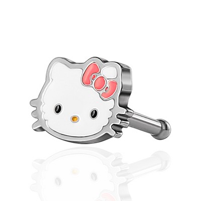 Sanrio Hello Kitty Authentic Officially Licensed Womens 14G Stainless Steel  Light Rose Crystal Belly Button Ring - Hello Kitty Face