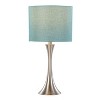 LumiSource (Set of 2) Lenuxe 24" Contemporary Table Lamps Brushed Nickel with Turquoise Textured Linen Shade - 3 of 4