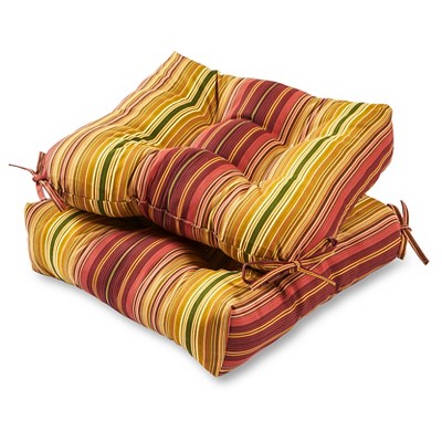 Set of 2 Kinnabari Stripe Outdoor Seat Cushions - Kensington Garden