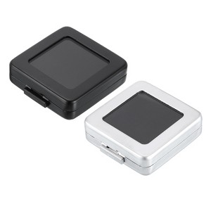 Unique Bargains Stainless Steel Glass Top Lid Jewelry Gemstone Display Box Silver Black - 1 of 4