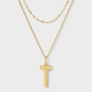 14K Gold Dipped Cubic Zirconia Duo Initial Multi-Strand Necklace - A New Day™ Gold - 1 of 4