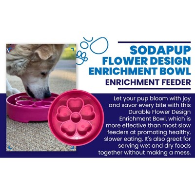 Pink Flower Design Slow Feeder Dog Bowl