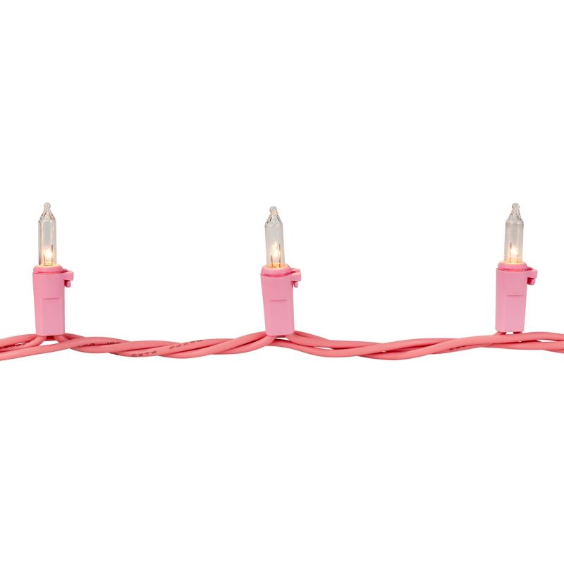 Northlight 100-Count Clear Mini Christmas Light Set - 20.25' Pink Wire, 5 of 7