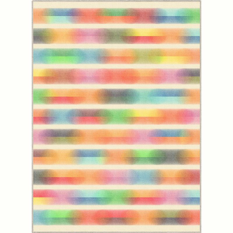 Well Woven Geometric Modern Washable Area Rug - Multi Color Bright Striped Gradient - For Living Room, Bedroom and Office, 1 of 8