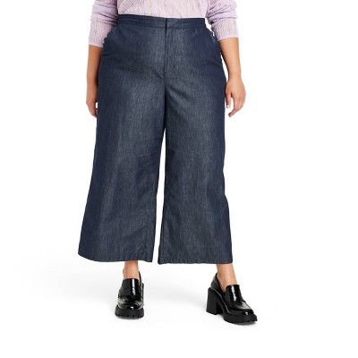 Women's Wide Leg Scallop Edge Pocket Cropped Pants - Kika Vargas x Target Indigo