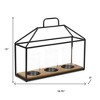 HomeRoots 15" Black Metal Glass And Wood Geometric Three Light Hurricane Candle Holder - 3 of 4