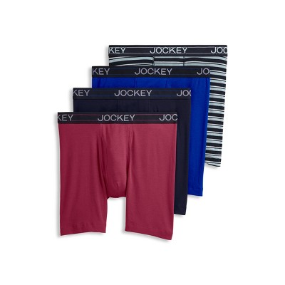 Jockey Men's Lightweight Cotton Blend 7" Long Leg Boxer Brief - 4 Pack
