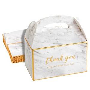 Sparkle and Bash 24 Pack White Gable Boxes for Favors, Wedding, Birthday, Thank You Gift Box, 6 x 3 In - 1 of 4