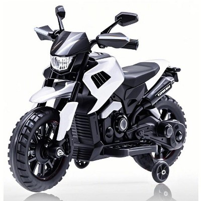 6V Kids Ride-On Motorcycle with Training Wheels, Headlight & Music, Adjustable 2-5 MPH Electric Toddler Bike for Boys & Girls