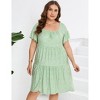 Coolmee Womens Plus Size Summer Midi Dresses Casual Ruffle Sleeve Tiered Swing Sundress with Pockets - 3 of 4