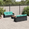 vidaXL 7 Piece Garden Sofa Set with Cushions - Black and Blue - 2 of 4