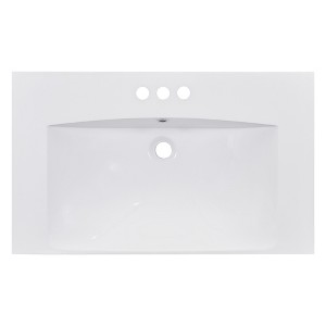 30" Single Bathroom Basin Sink, Vanity Top Only, 3-Faucet Holes, Resin - 1 of 4