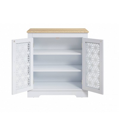 Rustic Grayish-White 30" Storage Sideboard with Sliding Barn Doors