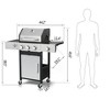 3-Burner Propane Gas BBQ Grill with Side Burner, 37230BTU Output With Enameled Cast Iron Cooking Grids For Outdoor Barbecue, Stainless Steel - 3 of 4