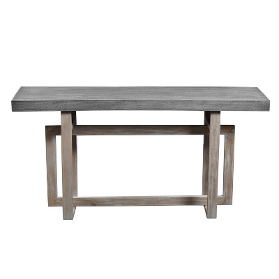 Rustic Light Brown Mango Wood 60" Console Table with Geometric Base